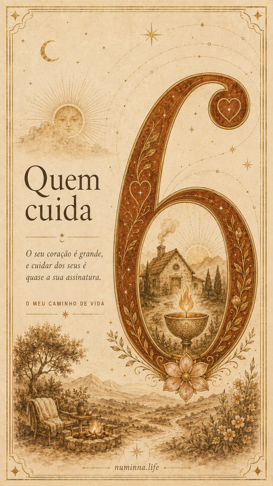 Carta do Caminho de Vida 6: Quem cuida — Numinna