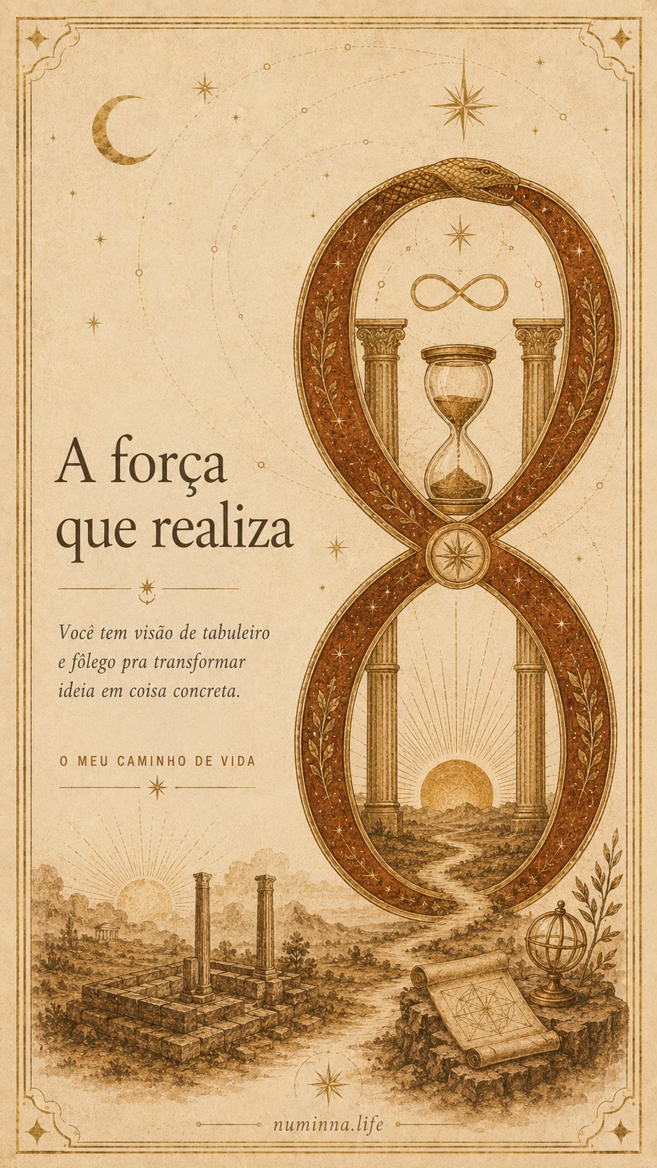 Carta do Caminho de Vida 8: A força que realiza — Numinna